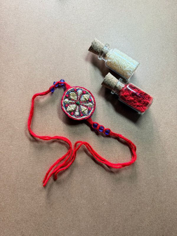 Red Mandala Disc Rakhi image 2