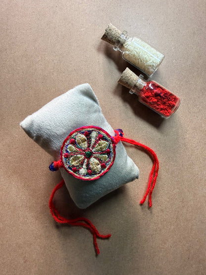 Red Mandala Disc Rakhi image 3