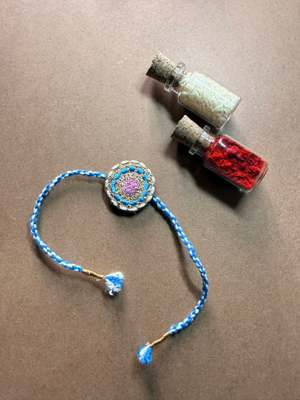 Blue Floral Charm Rakhi image 1