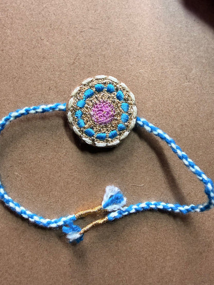 Blue Floral Charm Rakhi image 2