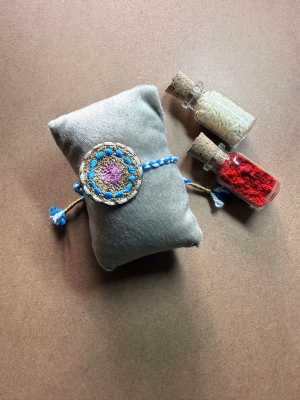 Blue Floral Charm Rakhi image 3