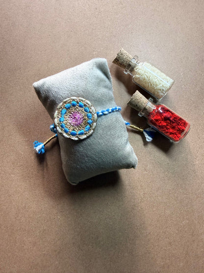 Blue Floral Charm Rakhi image 3
