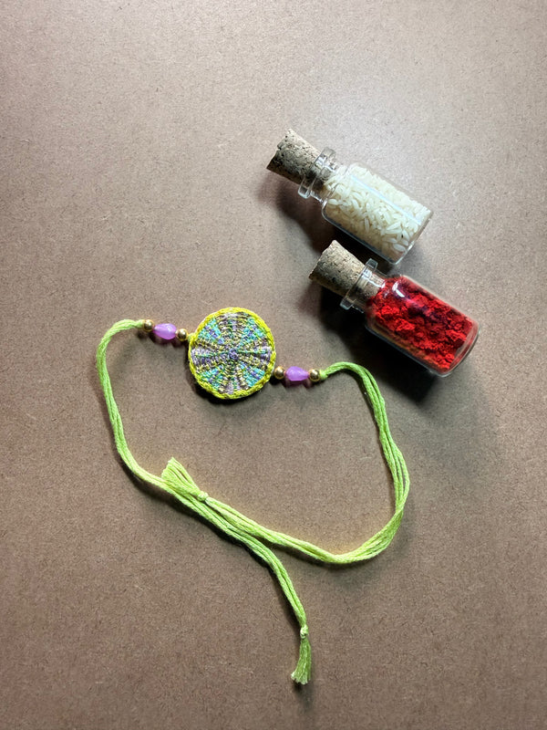 Green Floral Charm Rakhi image 1