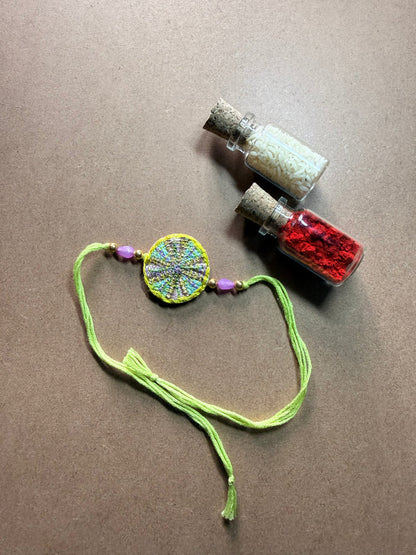 Green Floral Charm Rakhi image 1