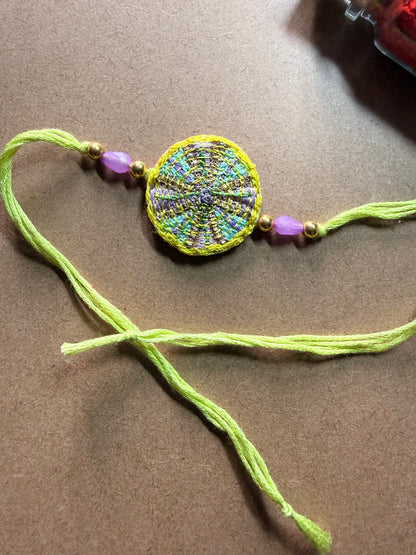 Green Floral Charm Rakhi image 2