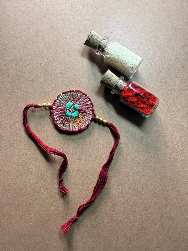 Maroon Mandala Charm Rakhi image 1