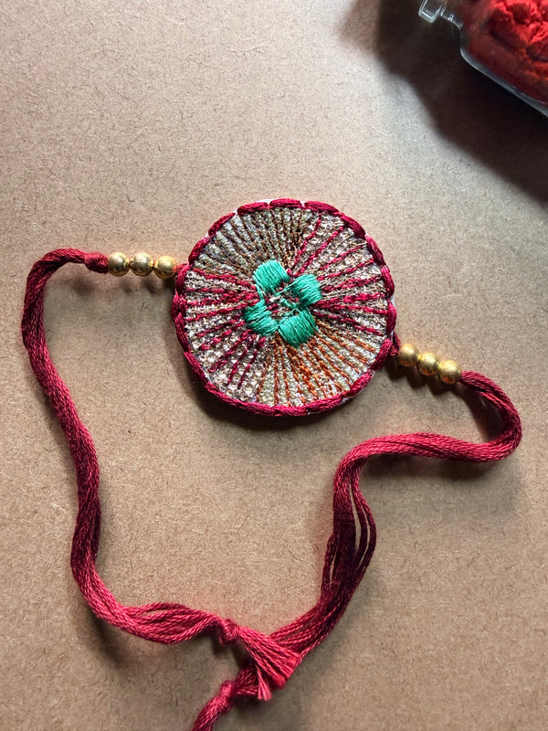 Maroon Mandala Charm Rakhi image 2