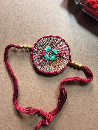 Maroon Mandala Charm Rakhi image 2