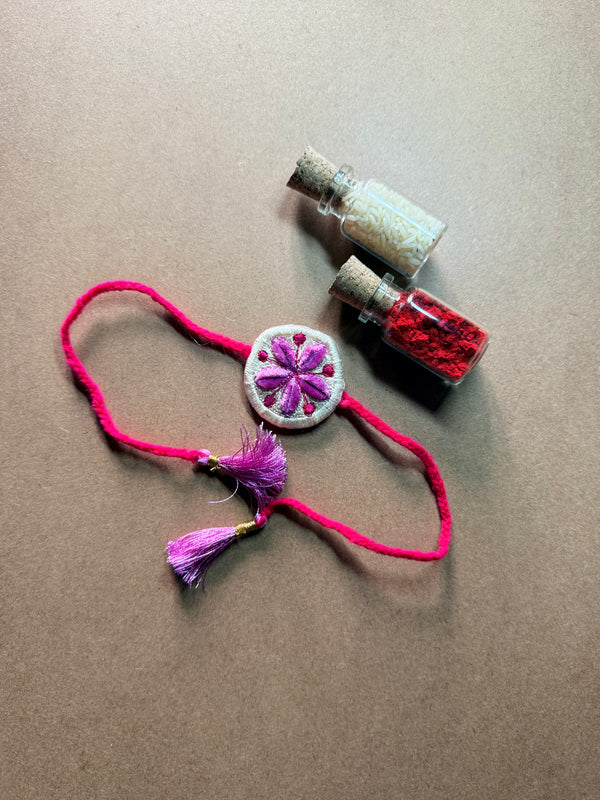 Pink Floral Disc Rakhi image 2