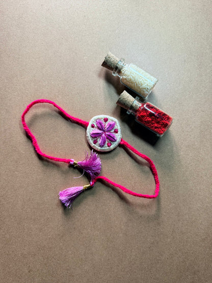 Pink Floral Disc Rakhi image 2