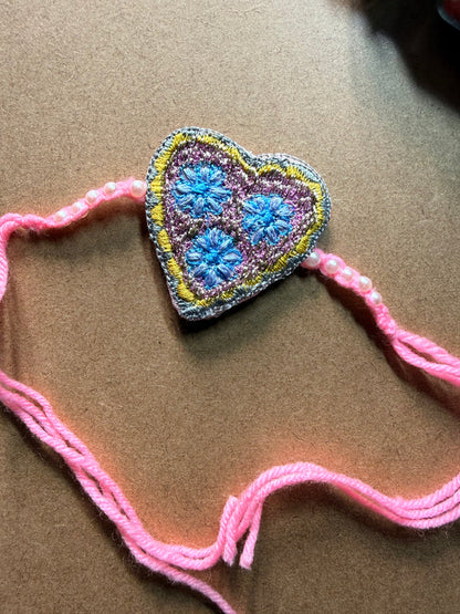 Blue Mandala Charm Rakhi - Pink Thread image 4