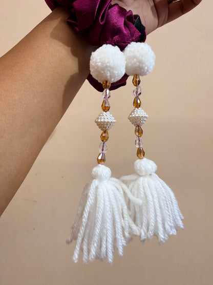 Satin Tassel Scrunchie - Wine
