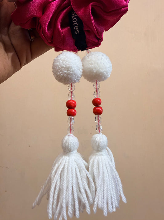 Satin Tassel Scrunchie - Hot Pink