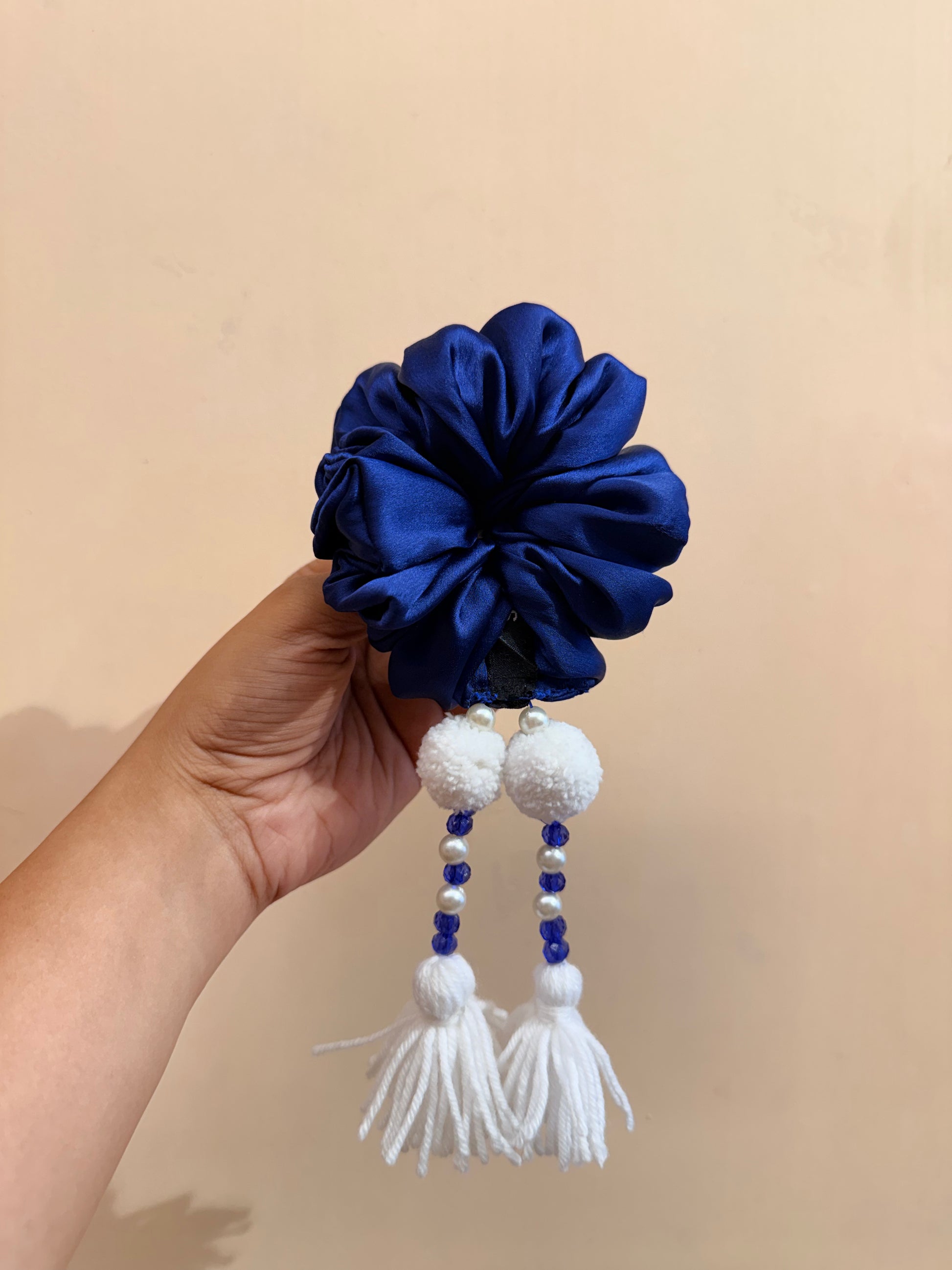 Satin Tassel Scrunchie - Royal Blue