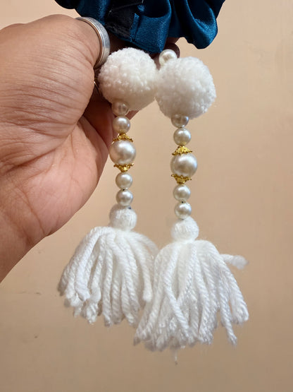 Satin Tassel Scrunchie - Peacock Blue