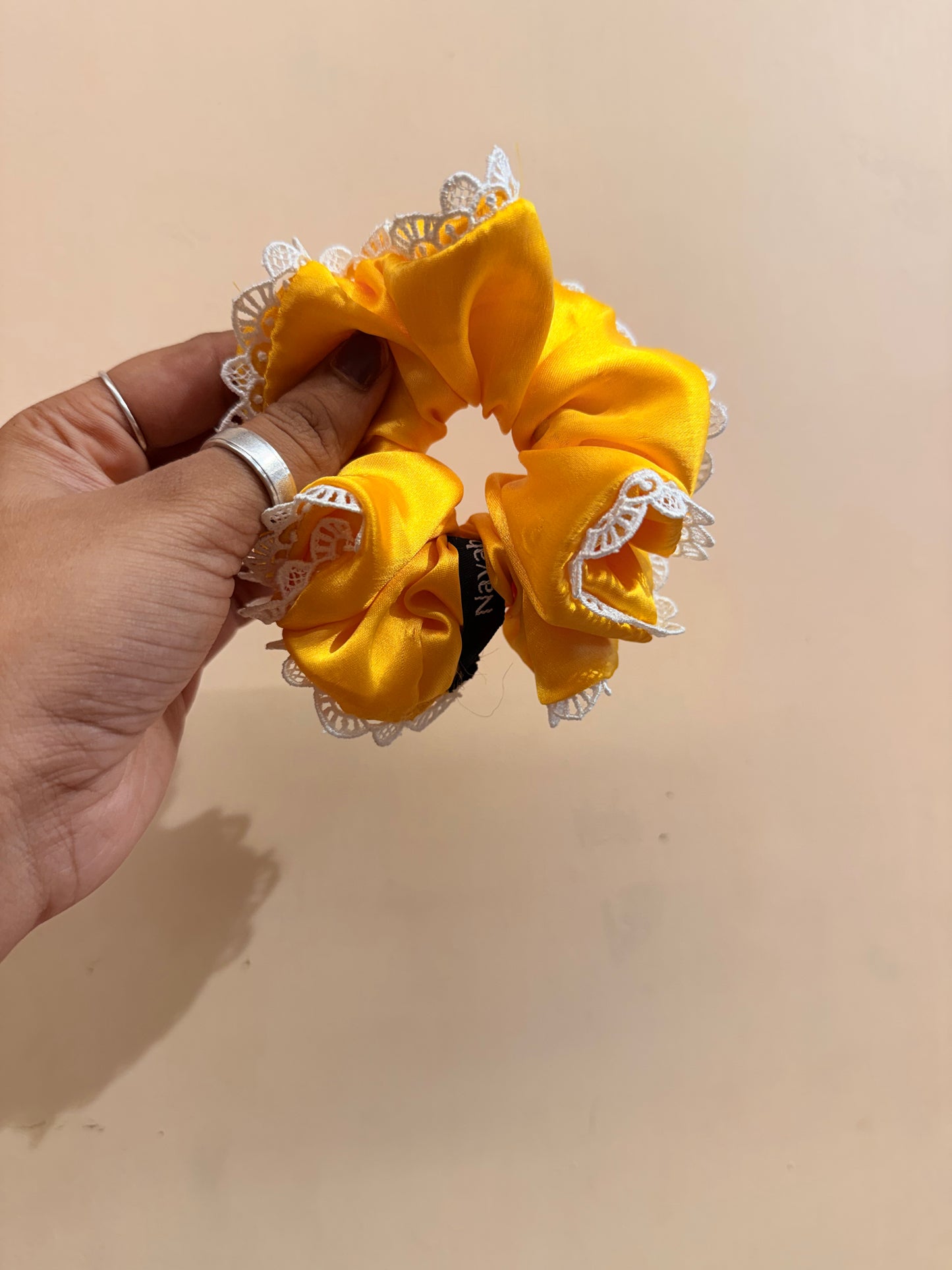 Satin Lace Scrunchie - Sunshine Yellow