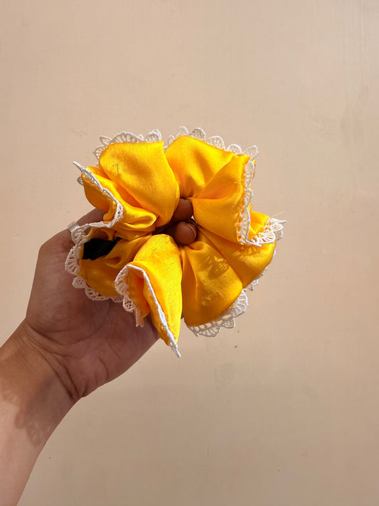 Satin Lace Scrunchie - Sunshine Yellow