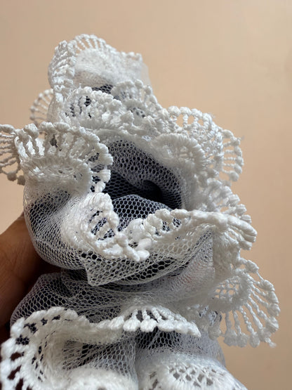 Organza Net Lace Scrunchie - Powdered Black