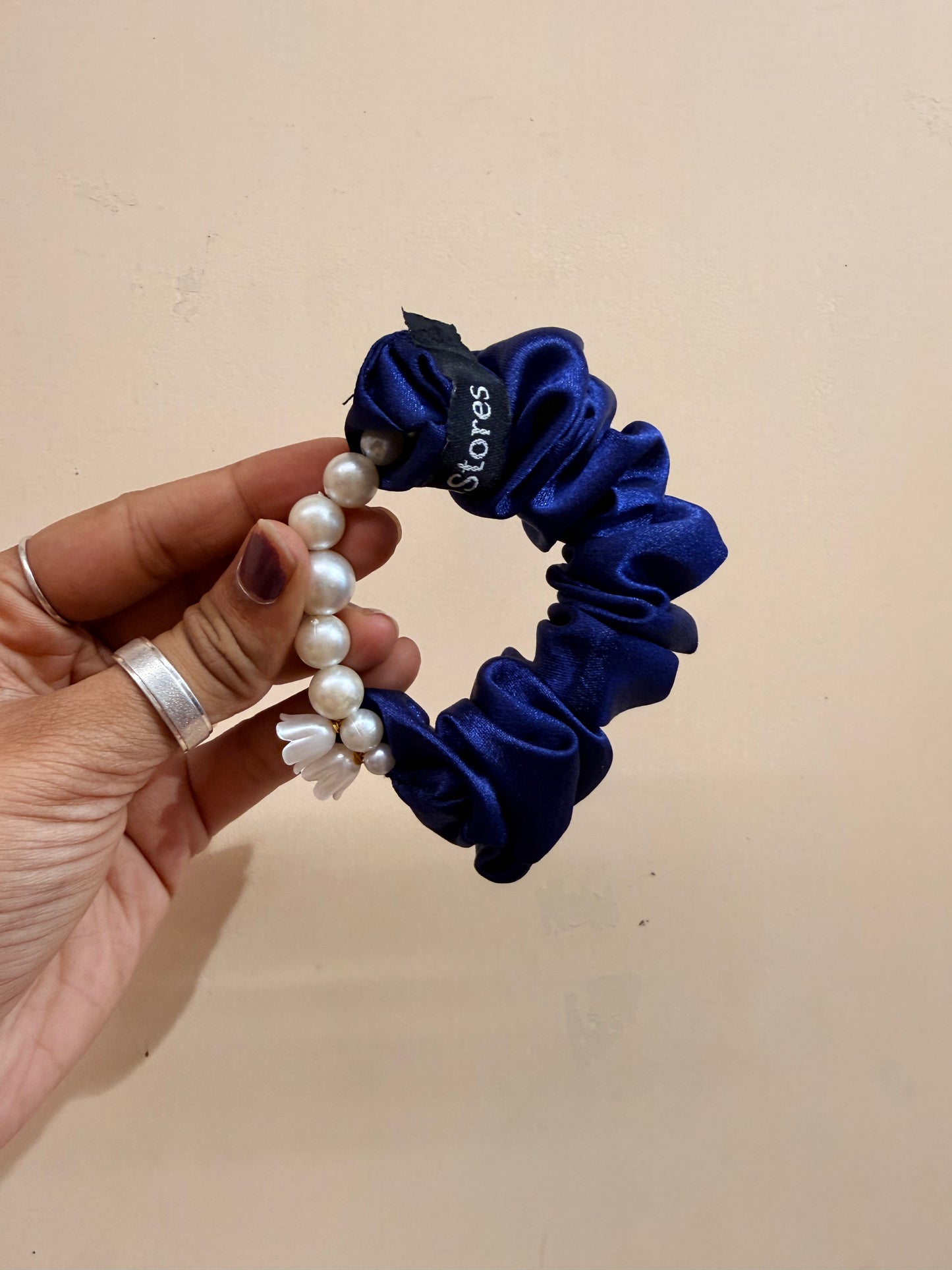 Pearl Handle Scrunchie - Royal Blue
