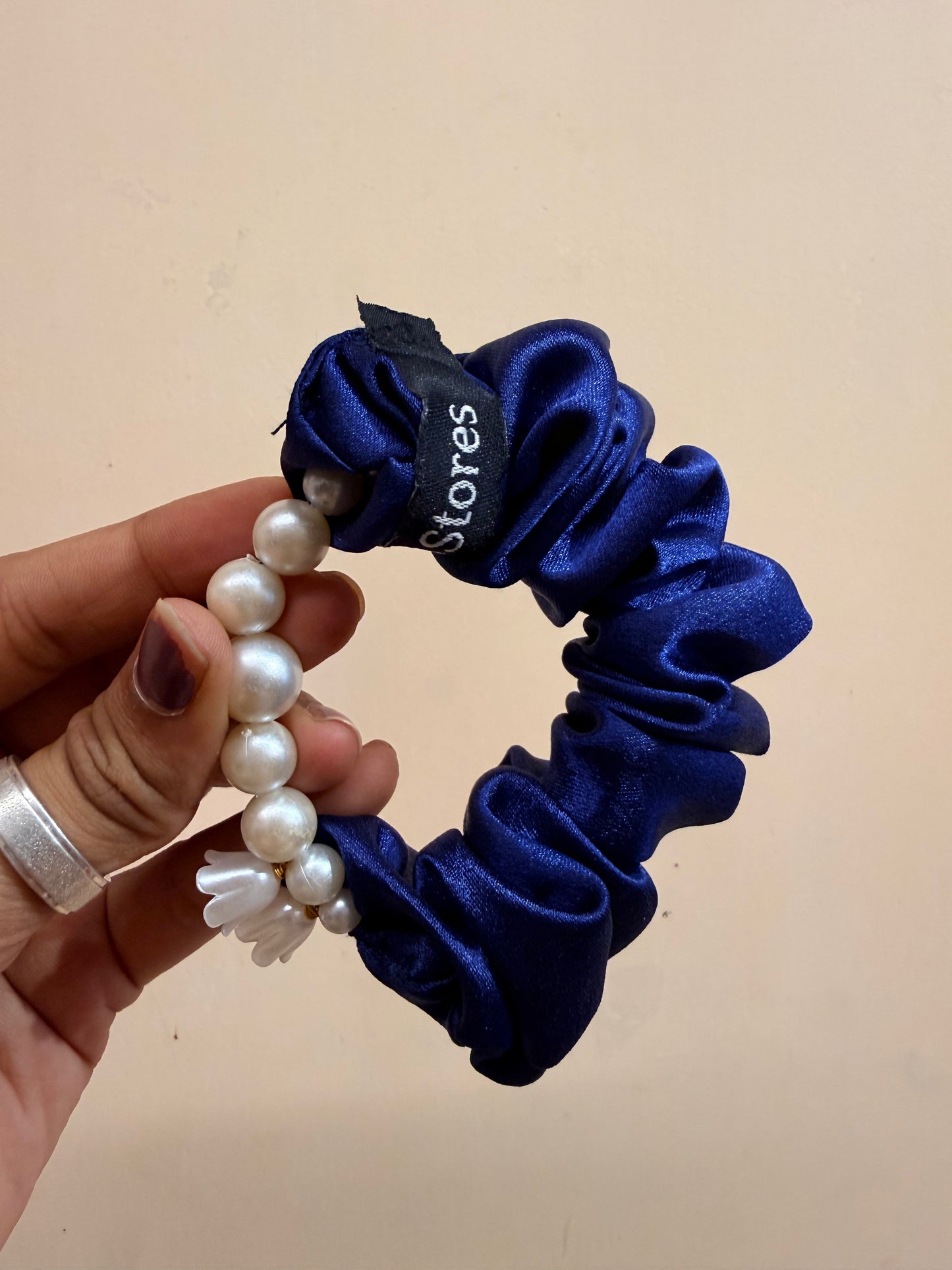 Pearl Handle Scrunchie - Royal Blue