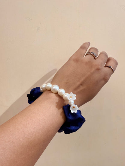 Pearl Handle Scrunchie - Royal Blue