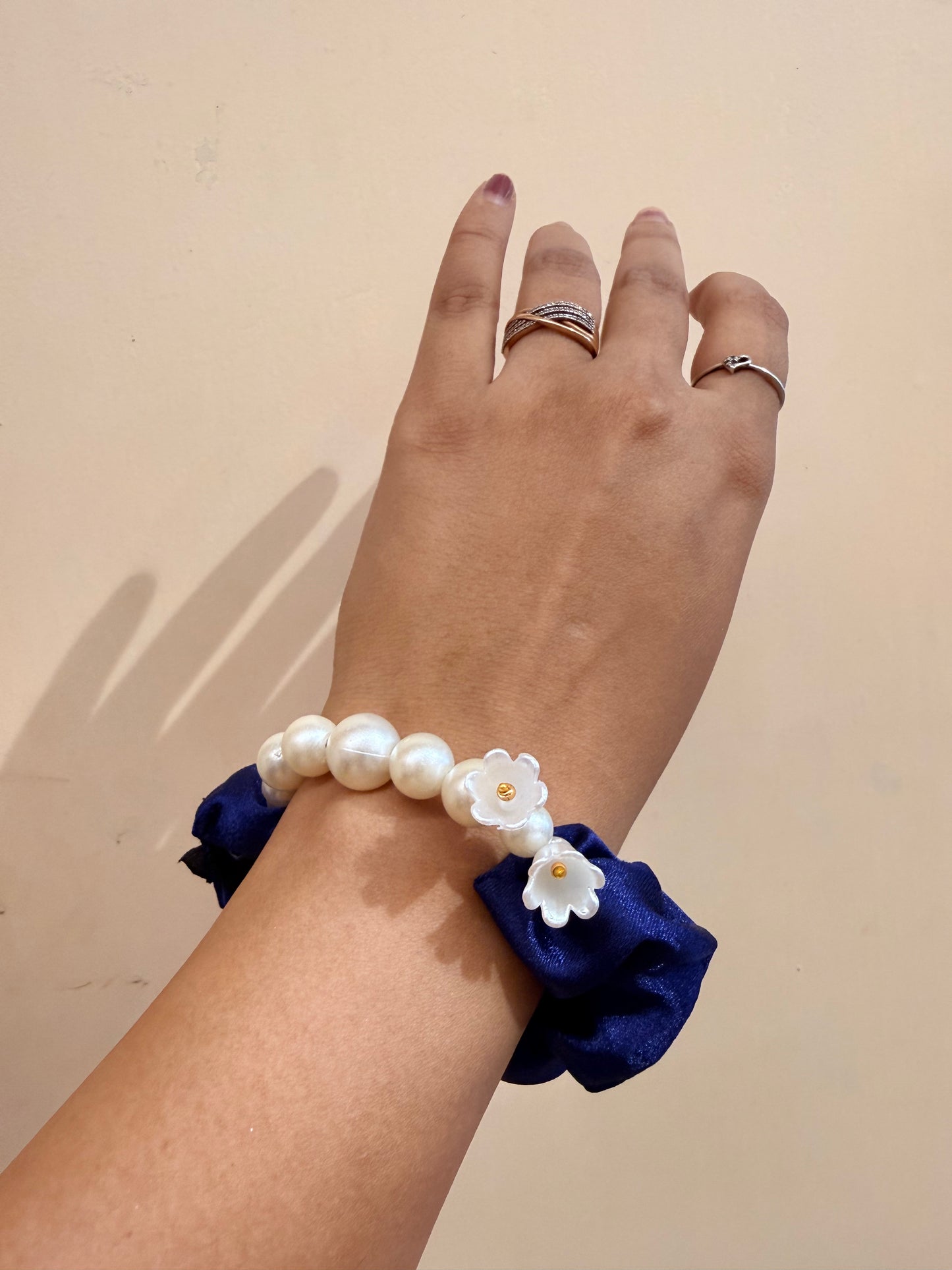 Pearl Handle Scrunchie - Royal Blue