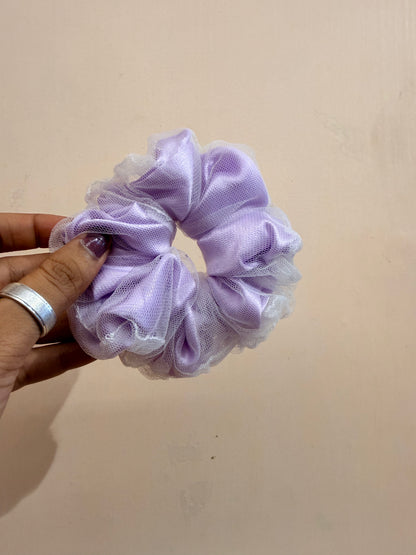 Organza Net Lace Scrunchie - Powdered Purple