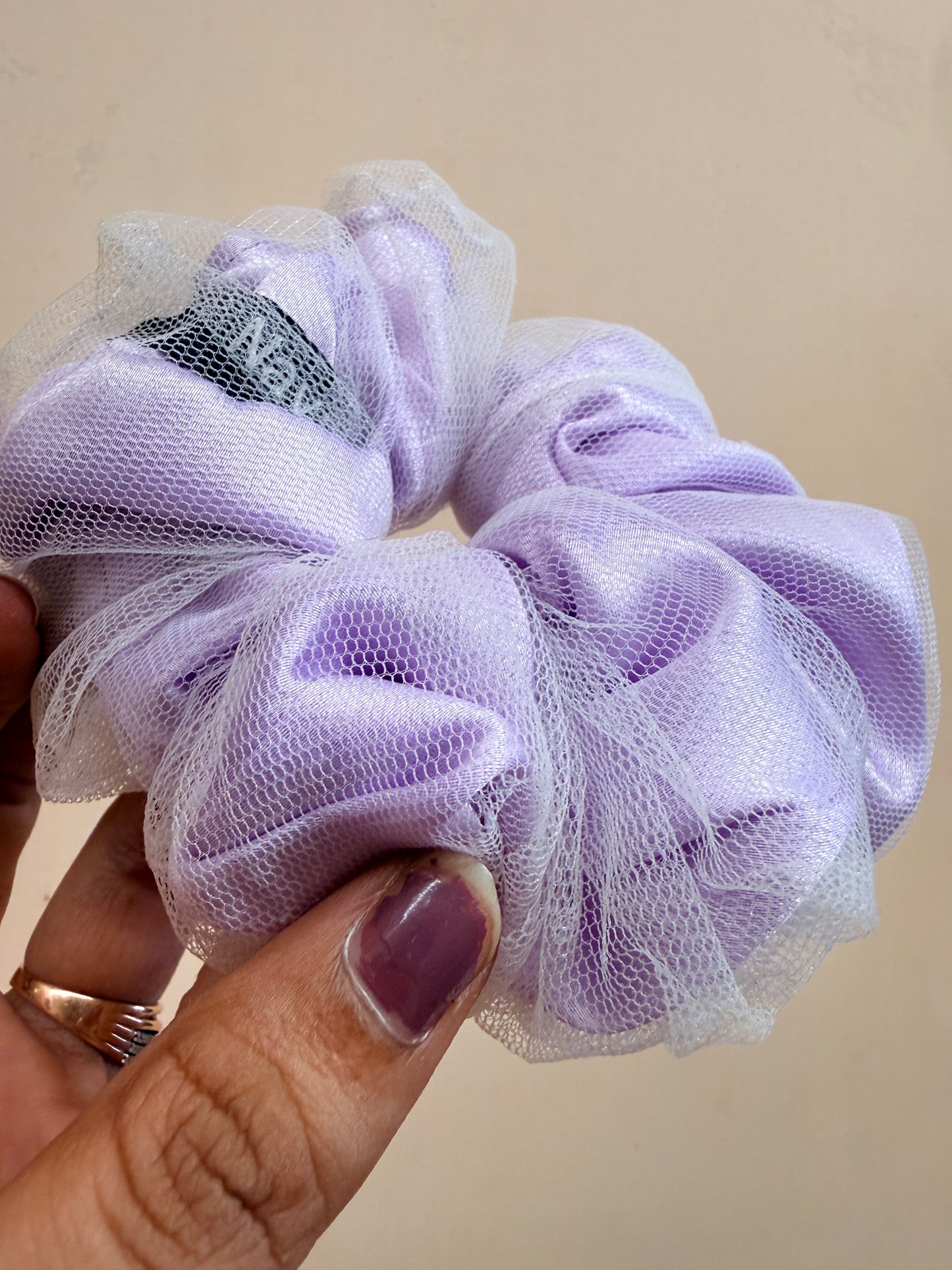 Organza Net Lace Scrunchie - Powdered Purple