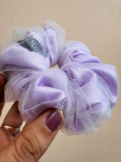 Organza Net Lace Scrunchie - Powdered Purple