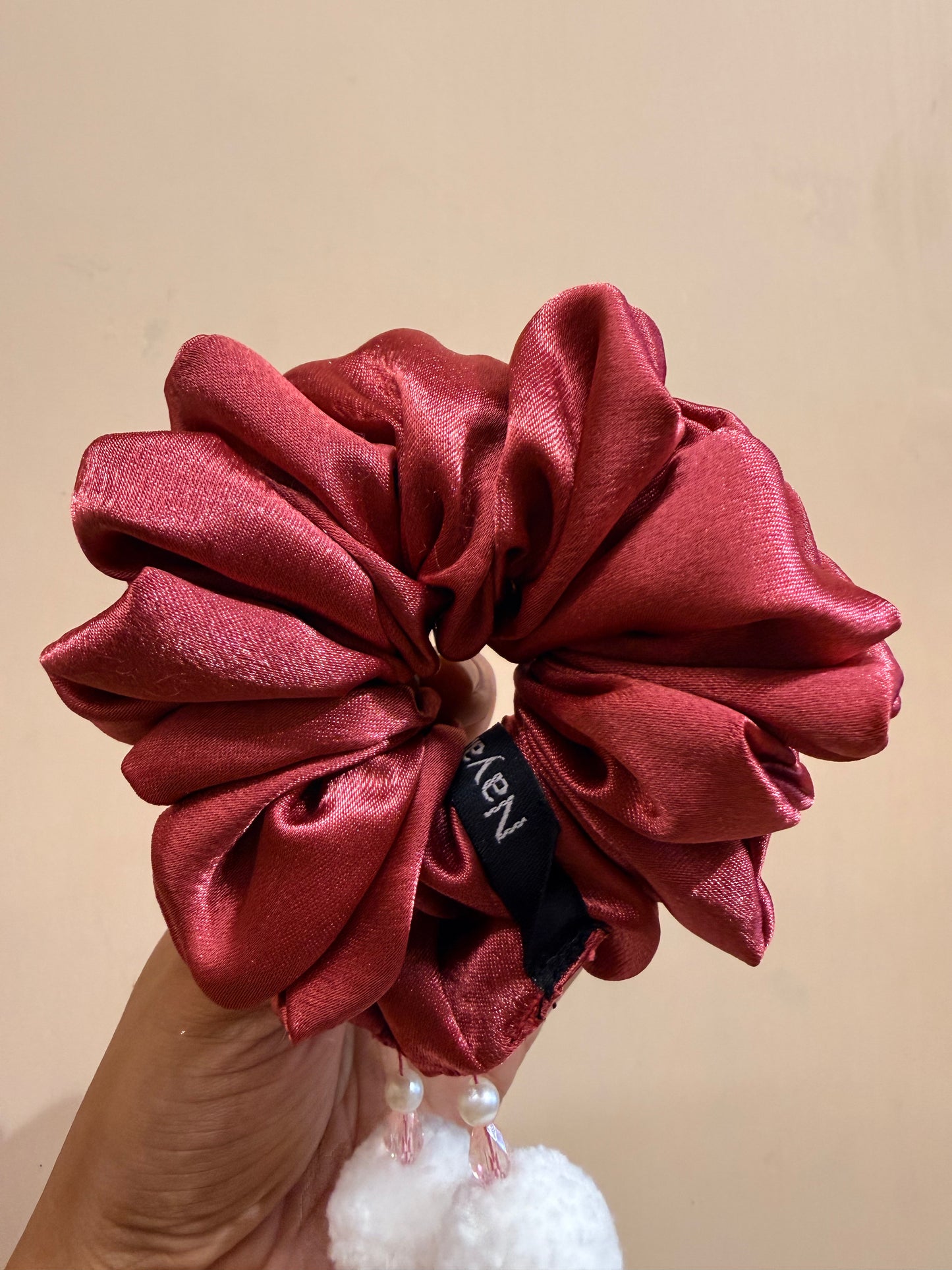 Satin Tassel Scrunchie - Rose Pink