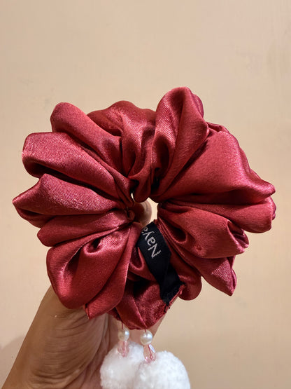 Satin Tassel Scrunchie - Rose Pink