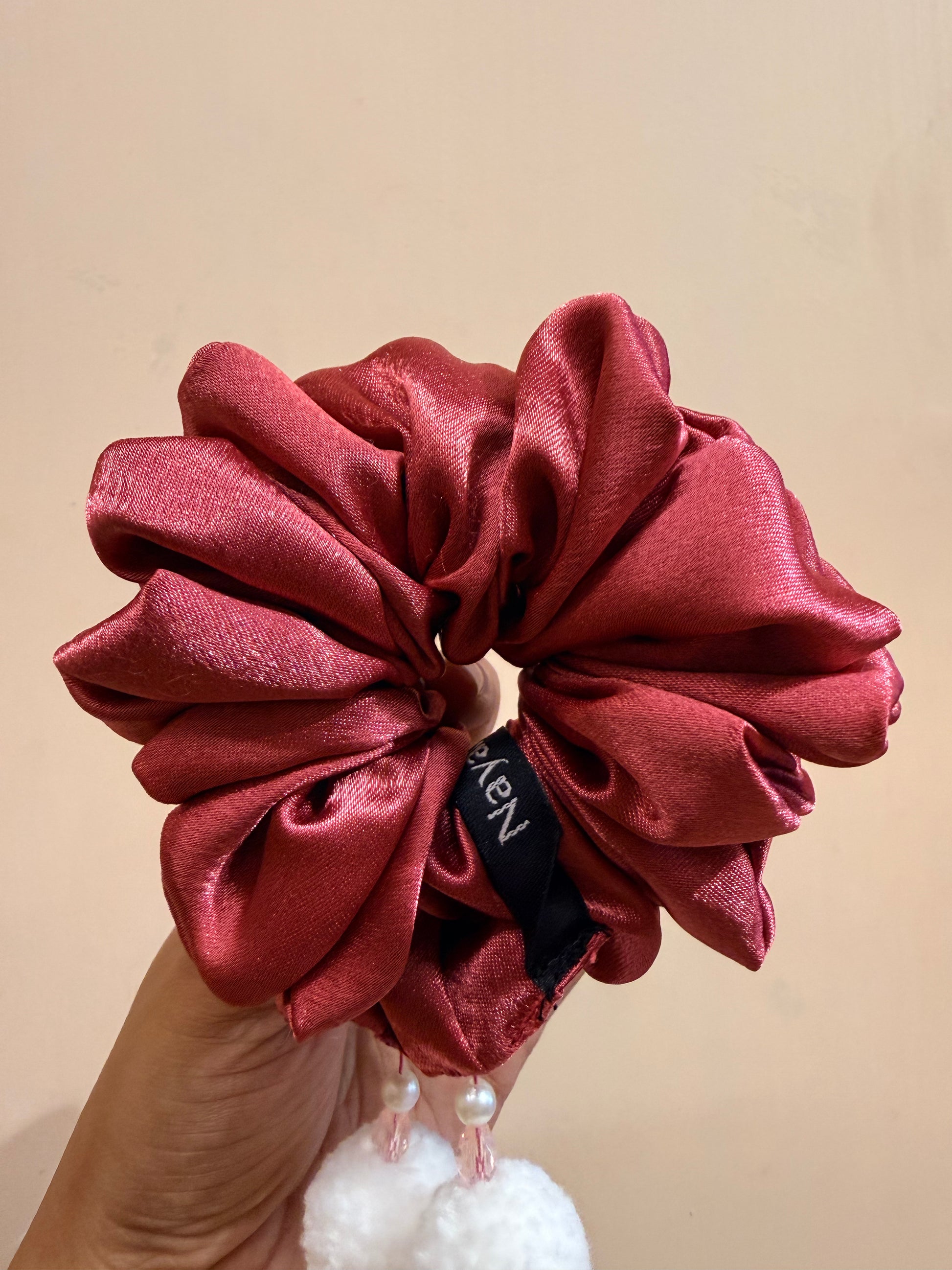 Satin Tassel Scrunchie - Rose Pink