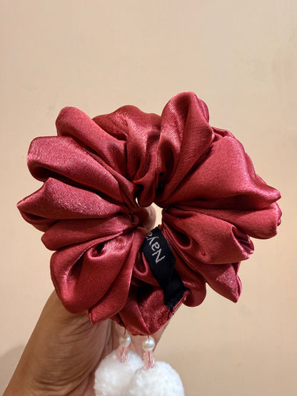 Satin Tassel Scrunchie - Rose Pink