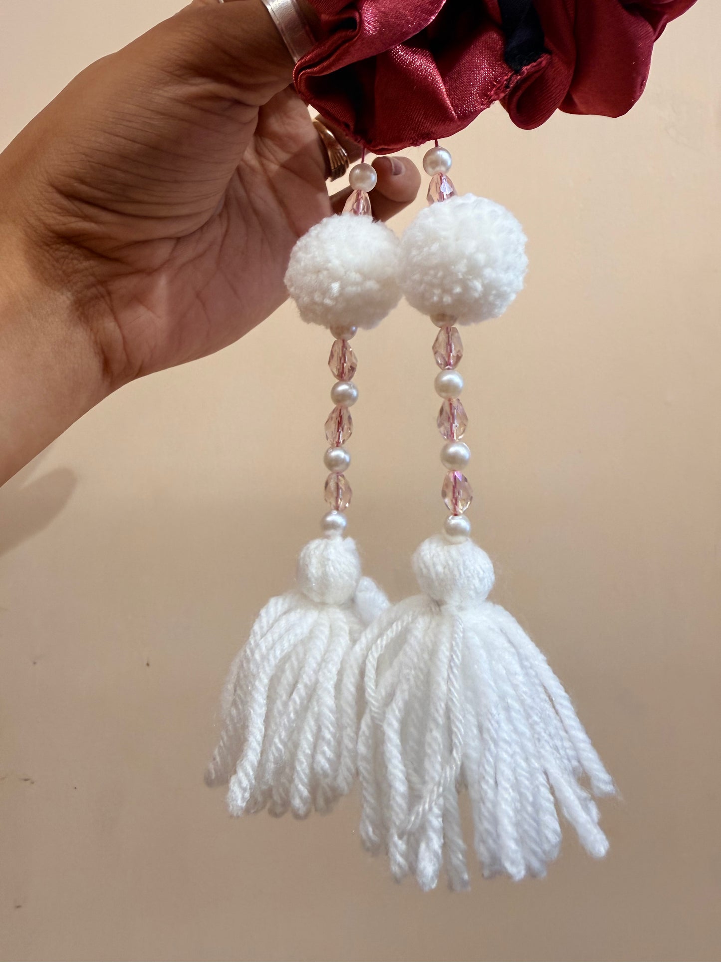 Satin Tassel Scrunchie - Rose Pink