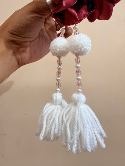 Satin Tassel Scrunchie - Rose Pink