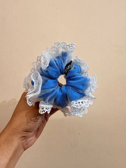 Organza Net Lace Scrunchie - Powdered Blue