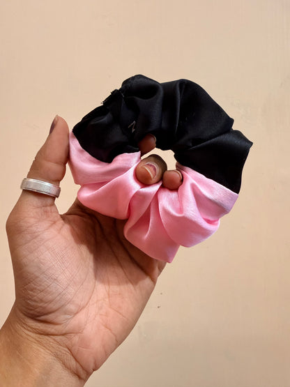 Satin Dual Colour Scrunchie - Pink & Black