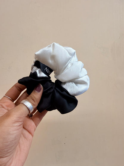 Satin Dual Colour Scrunchie - Black & White