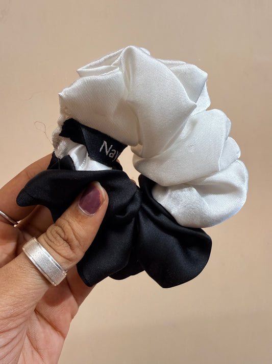 Satin Dual Colour Scrunchie - Black & White