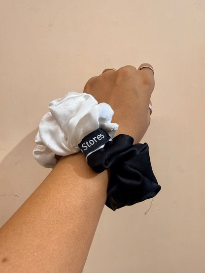 Satin Dual Colour Scrunchie - Black & White