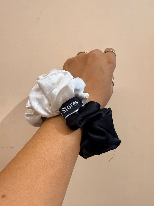 Satin Dual Colour Scrunchie - Black & White