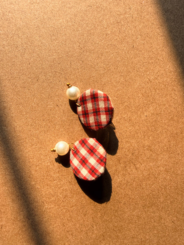 Checkered Fabric Earrings - image 2
