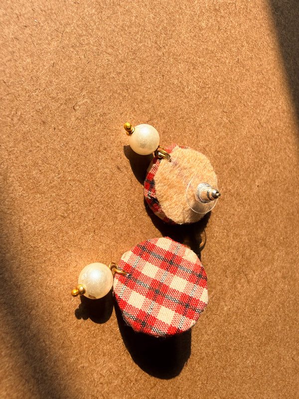 Checkered Fabric Earrings - image 3