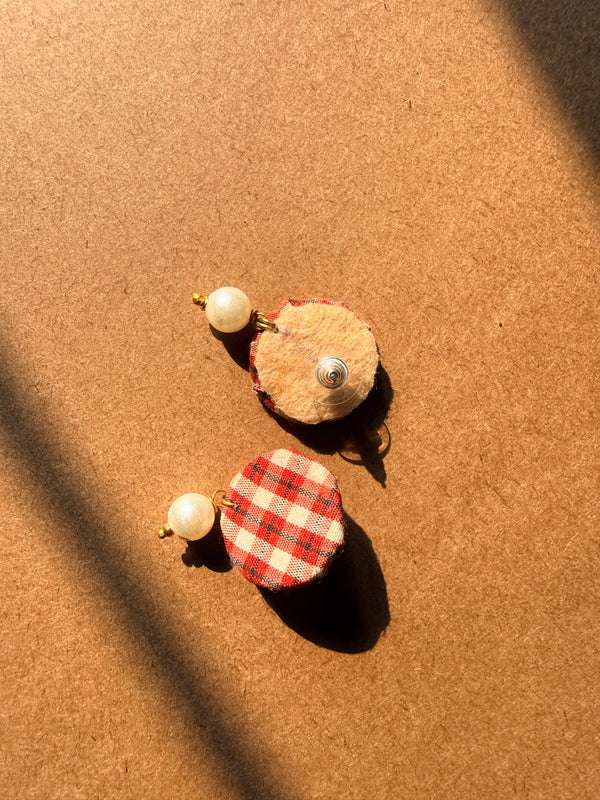 Checkered Fabric Earrings - image 4