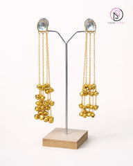 Crystal Cascade Chain Drop Earrings | Handcrafted Gold-Tone Statement Earrings