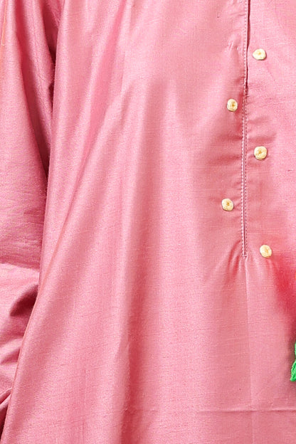 Pink Viscose Hand Embroidered Kurta Pant Set for Women