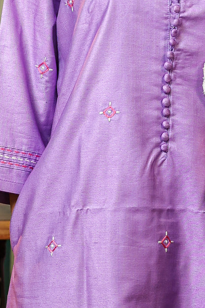Purple Viscose Hand Embroidered Kurta Set for Women