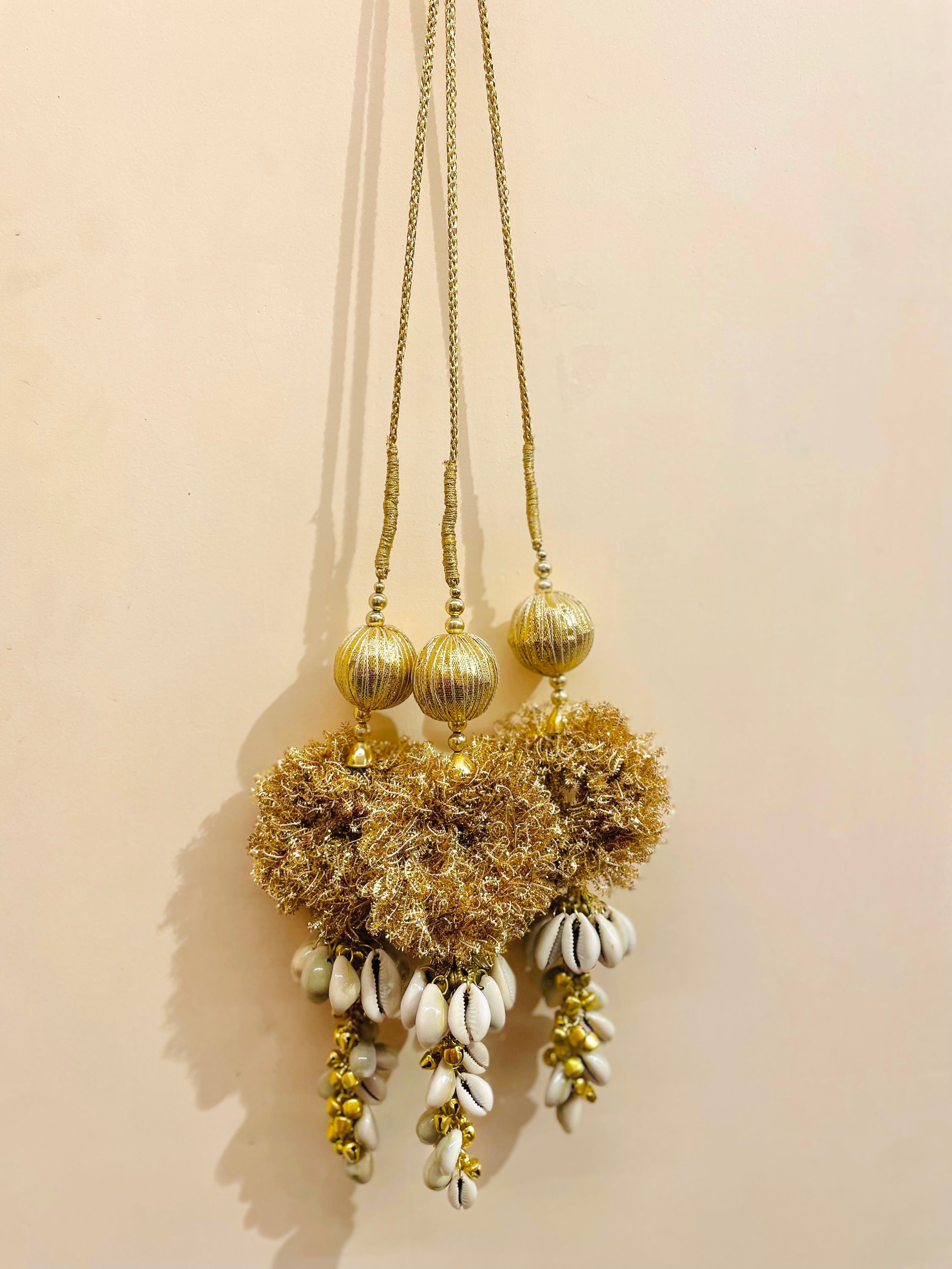 Golden Cowrie Luxe Paranda with Ghungroo Detailing