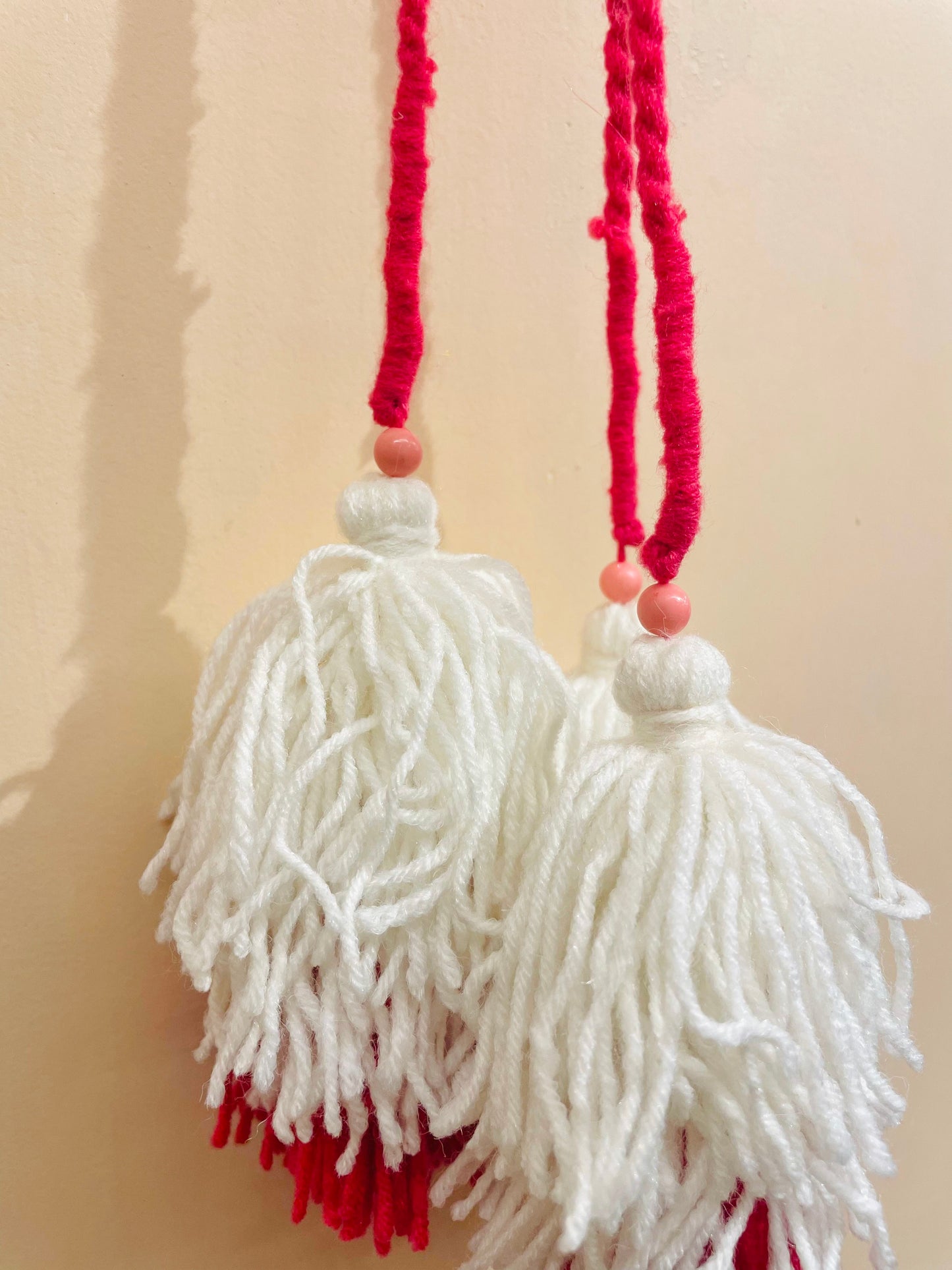 Classic Red & White Handmade Paranda Tassel