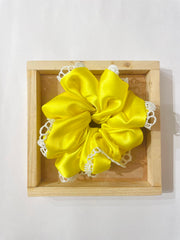 Satin Scrunchies WIth Lace Trim